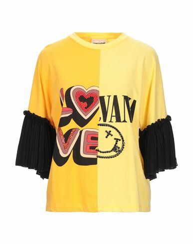 Semicouture Woman T-shirt Yellow Cotton, Polyester Cover