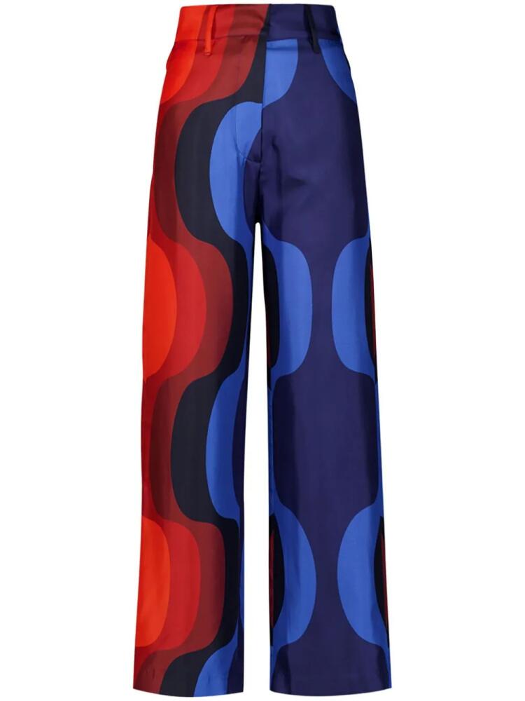 PAULA Sonia wave-print silk trousers - Blue Cover