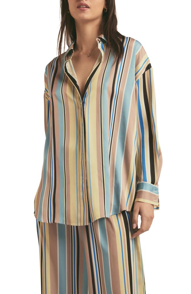 Favorite Daughter The Smooth Ex-Boyfriend Satin Shirt in Riviera Stripe Cover