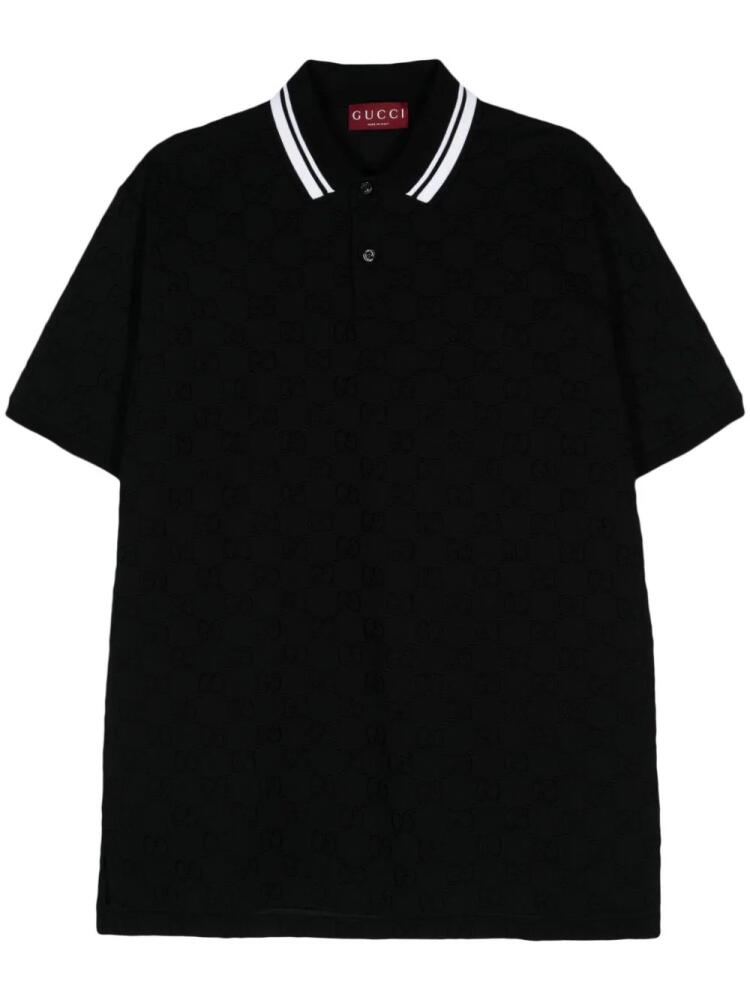 Gucci GG Supreme embroidery polo shirt - Black Cover