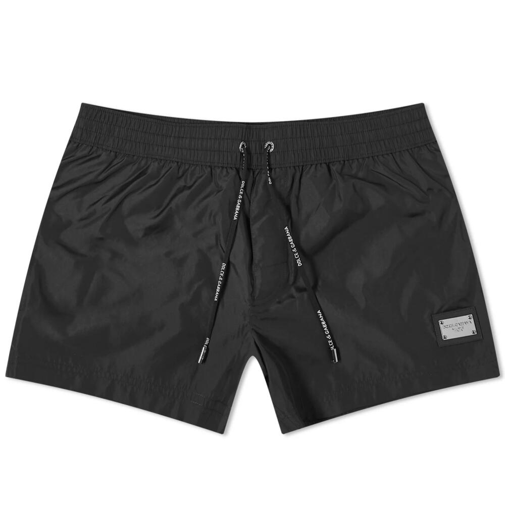 Dolce & Gabbana Men's Logo Swim Shorts in Black Cover