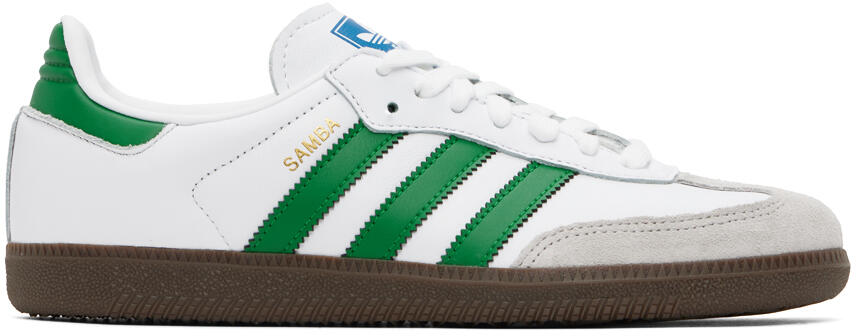 adidas Originals White & Green Samba OG Sneakers Cover