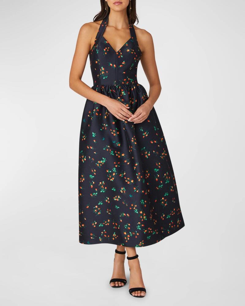 Shoshanna Floral-Print Mikado Halter Midi Dress Cover