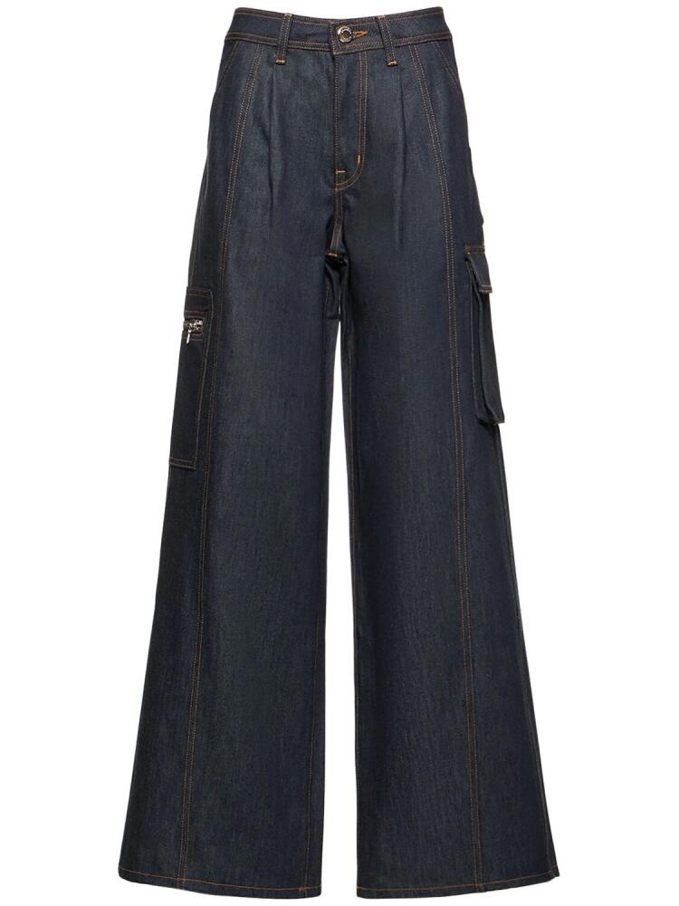 BRANDON MAXWELL Cotton Denim Mid Rise Extra Wide Jeans Cover