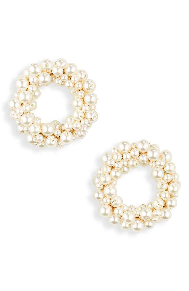 Carolina Herrera Imitation Pearl Frontal Hoop Earrings in Pearl Multi Cover