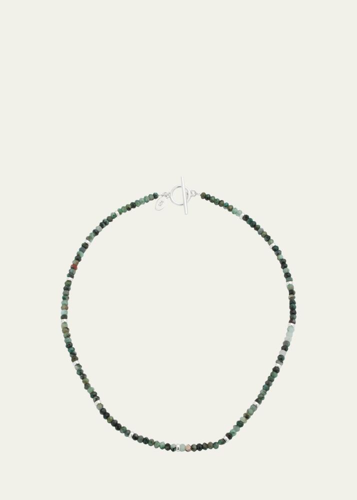 Jan Leslie Men's Emerald Beaded Necklace with Sterling Silver Spacers Cover