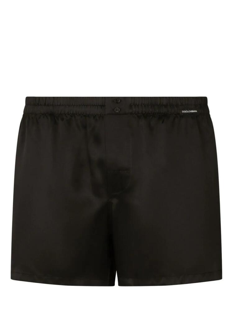 Dolce & Gabbana logo-patch silk boxers - Black Cover