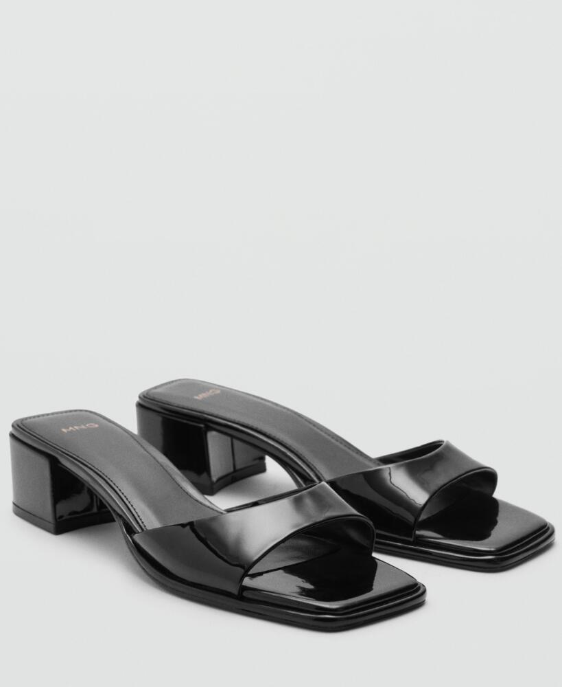 Mango Women's Patent Leather Effect Heeled Sandals - Black Cover