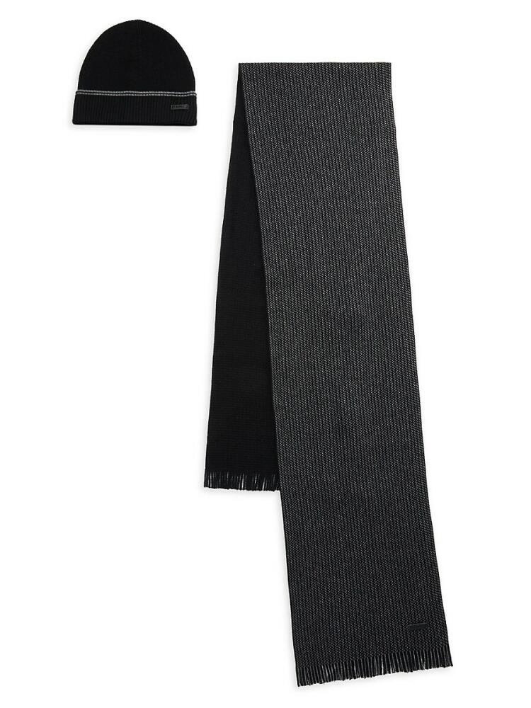 BOSS Men's 2-Piece Scarf & Beanie Set - Black Cover