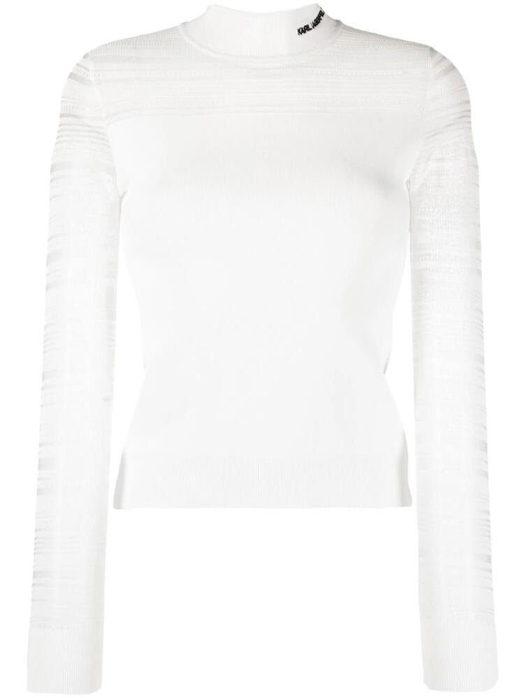 Karl Lagerfeld embroidered logo high-neck jumper - White Cover