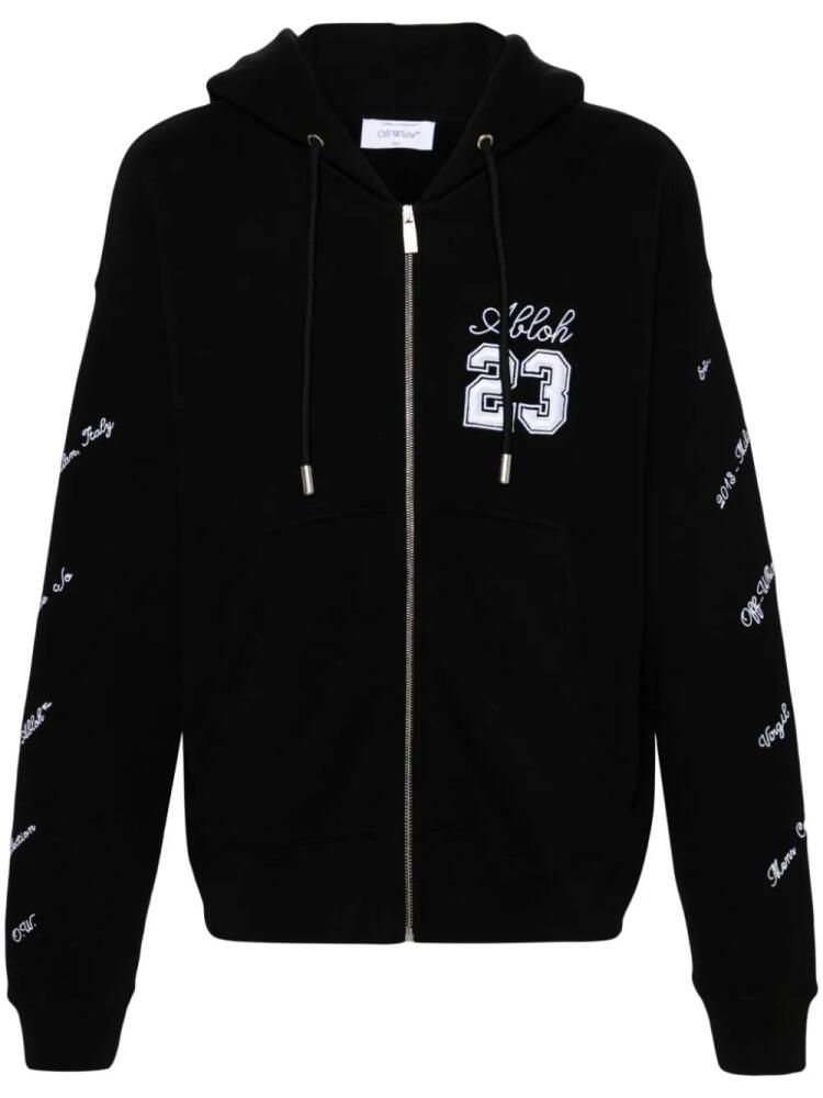 Off-White logo-embroidered cotton hoodie - Black Cover