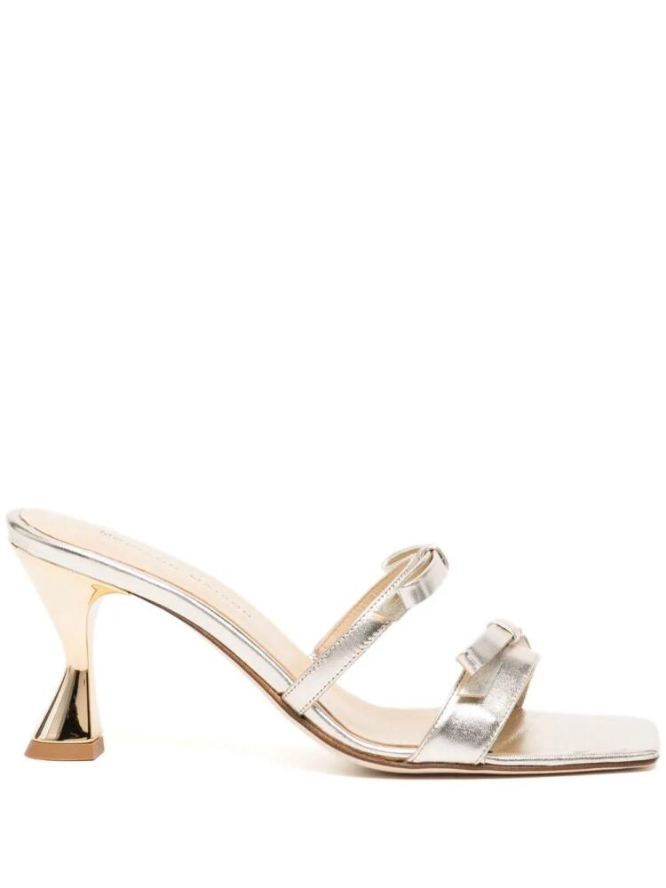 Madison.Maison 80mm metallic bow-detail sandals - Silver Cover