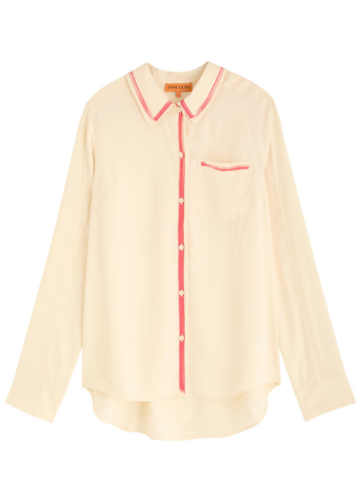 Stine Goya Felix Striped Matte Satin Shirt - Off White Cover