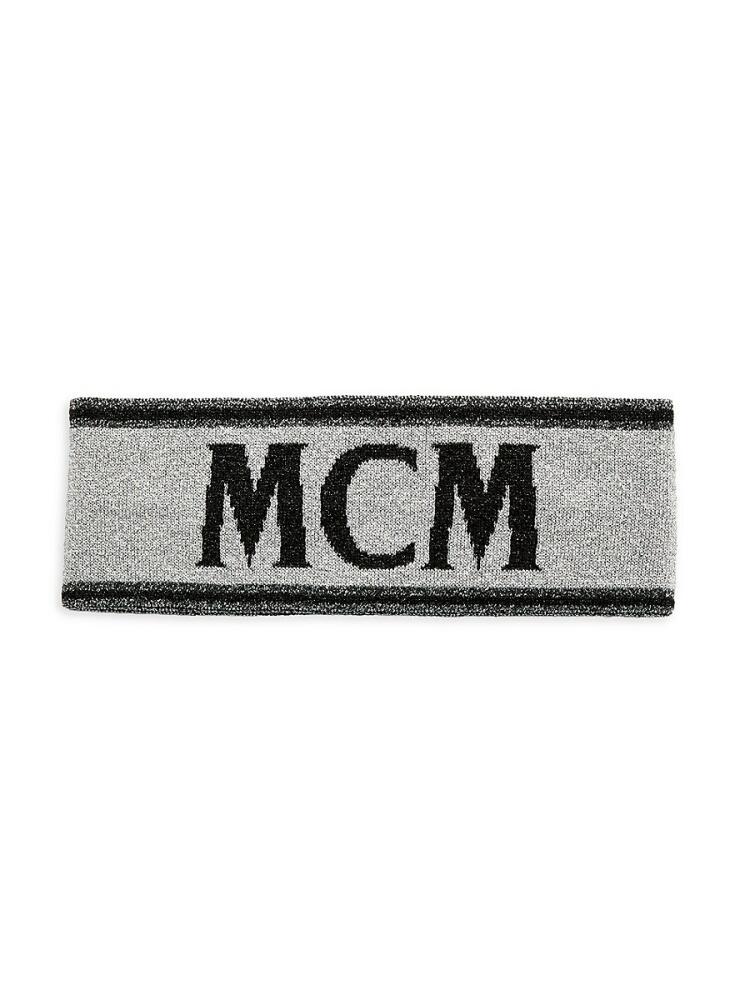 MCM Men's Spres Ski Logo Wool Blend Lurex Metallic Headband - Silver Cover