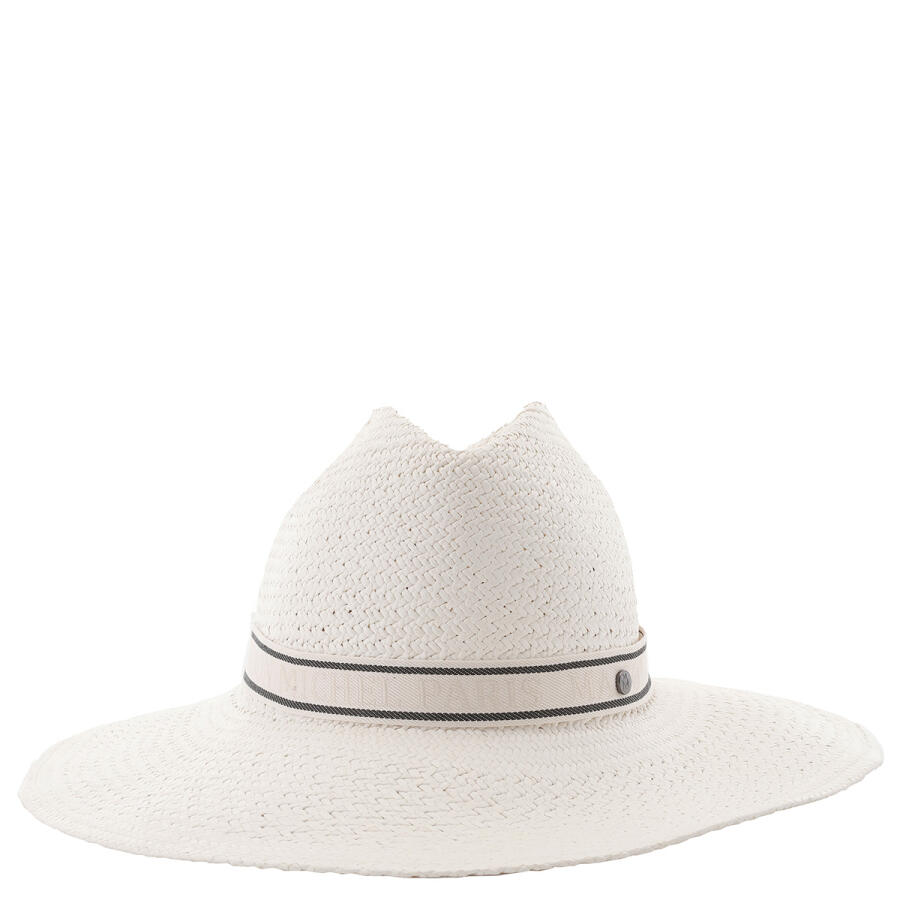 Maison Michel Ladies White Kate Herrbone Straw Fedora Ha Cover