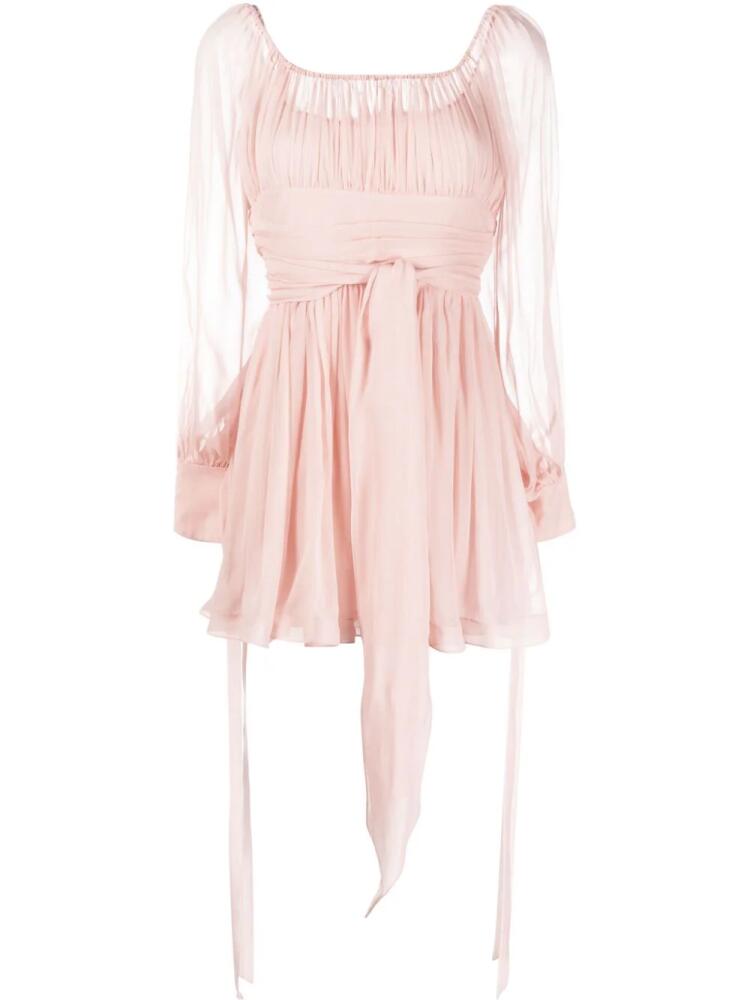 Saint Laurent puff-sleeve belted minidress - Pink Cover