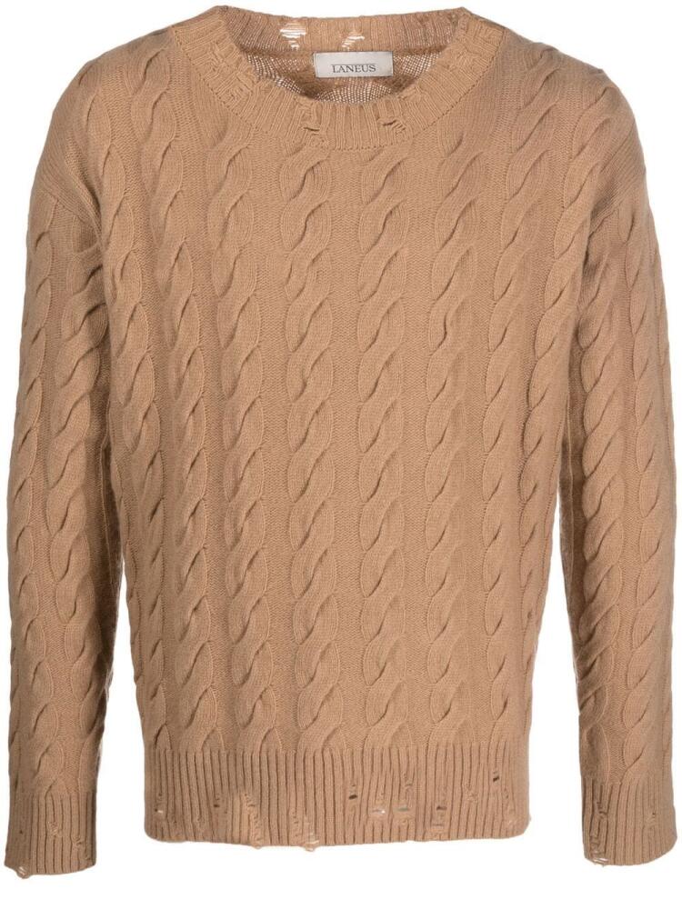 Laneus cable-knit crew neck sweater - Neutrals Cover