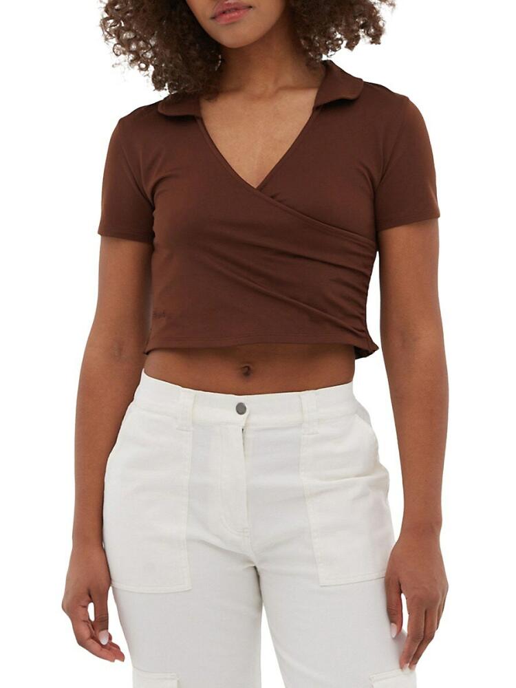 Bench. Women's Constance Faux Wrap Crop Top - Chocolate Cover