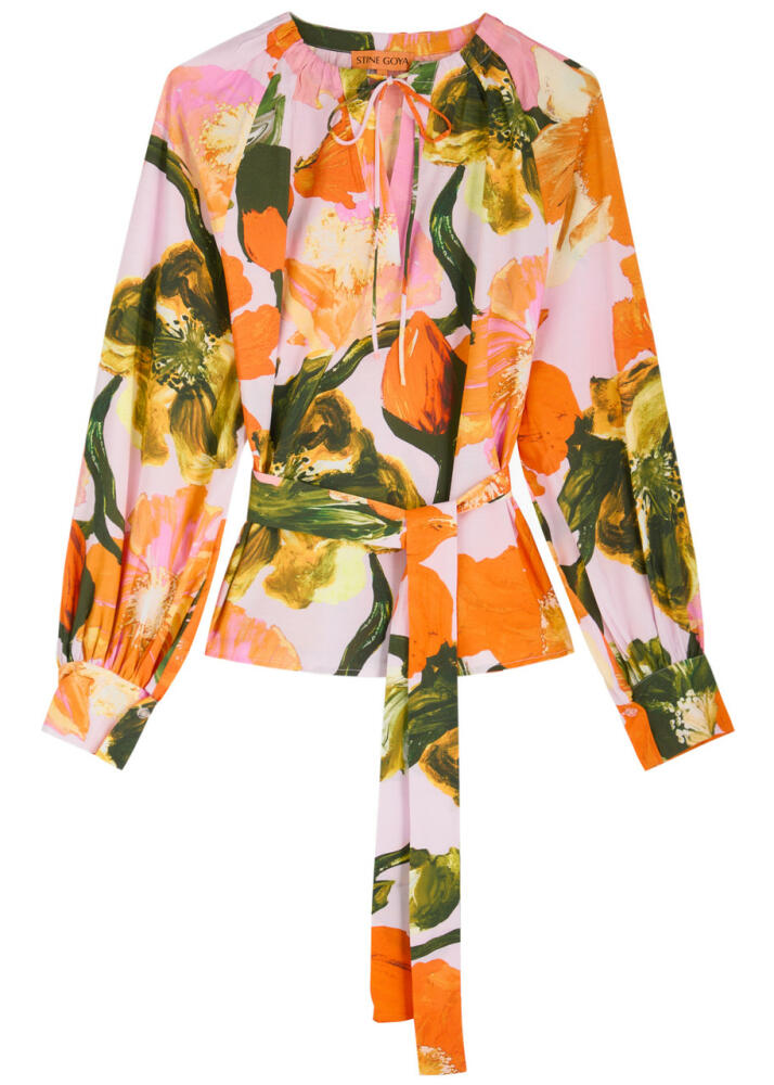 Stine Goya Vianna Floral-print Belted Blouse - Orange Cover