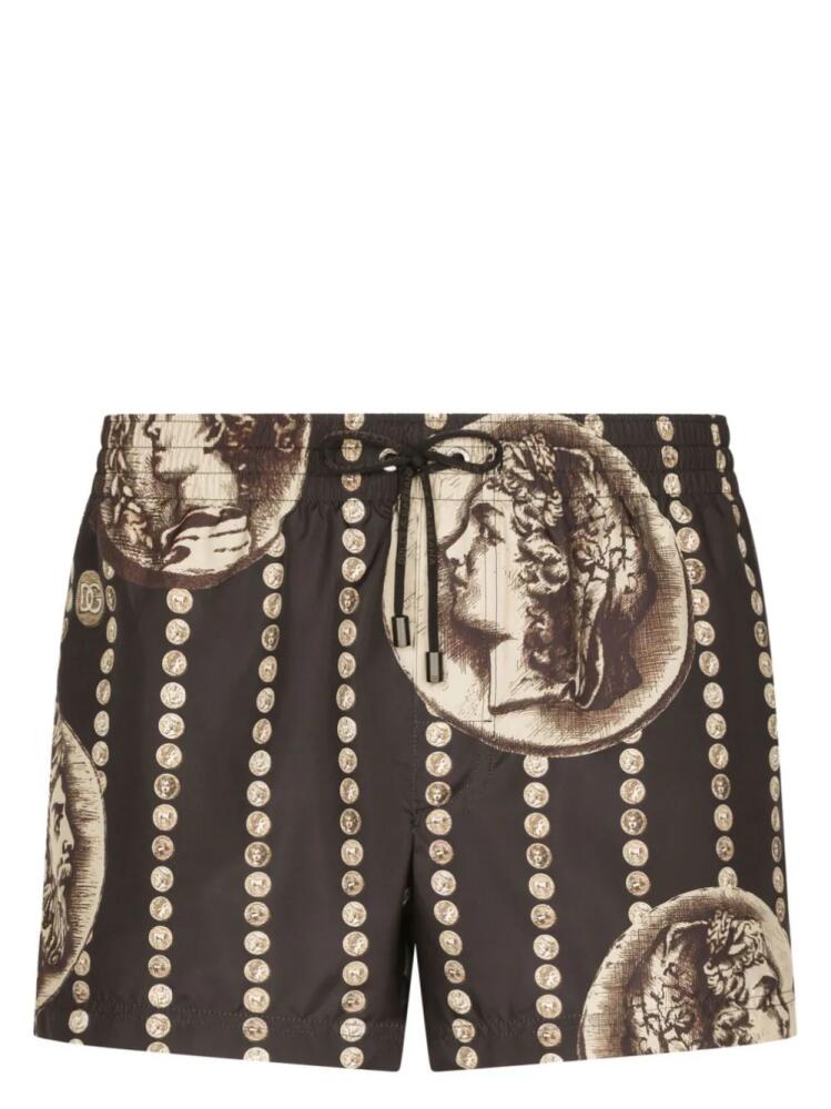 Dolce & Gabbana motif-print swim shorts - Black Cover