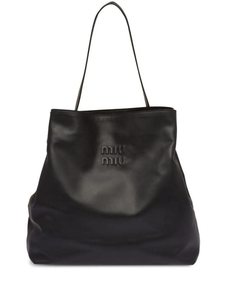 Miu Miu leather embossed-logo shoulder bag - Black Cover