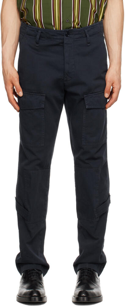 Dries Van Noten Navy Velcro Tab Cargo Pants Cover