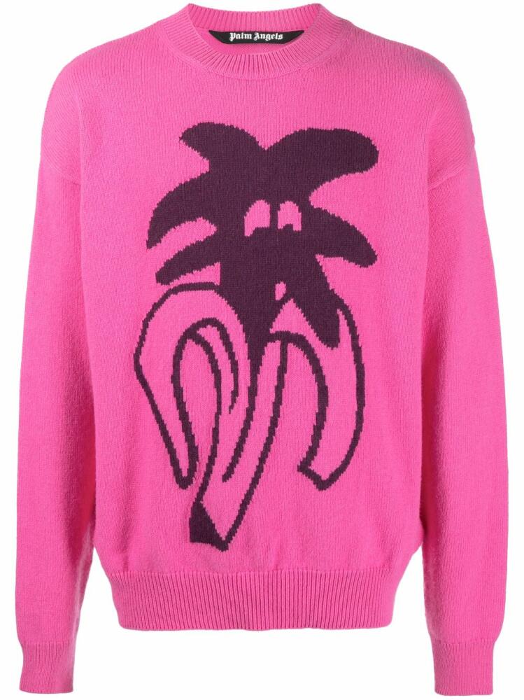 Palm Angels Jimmy intarsia-knit jumper - Pink Cover