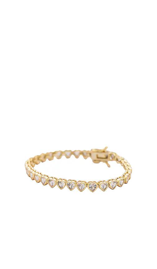 Alexa Leigh Nora Heart Tennis Bracelet in Metallic Gold Cover