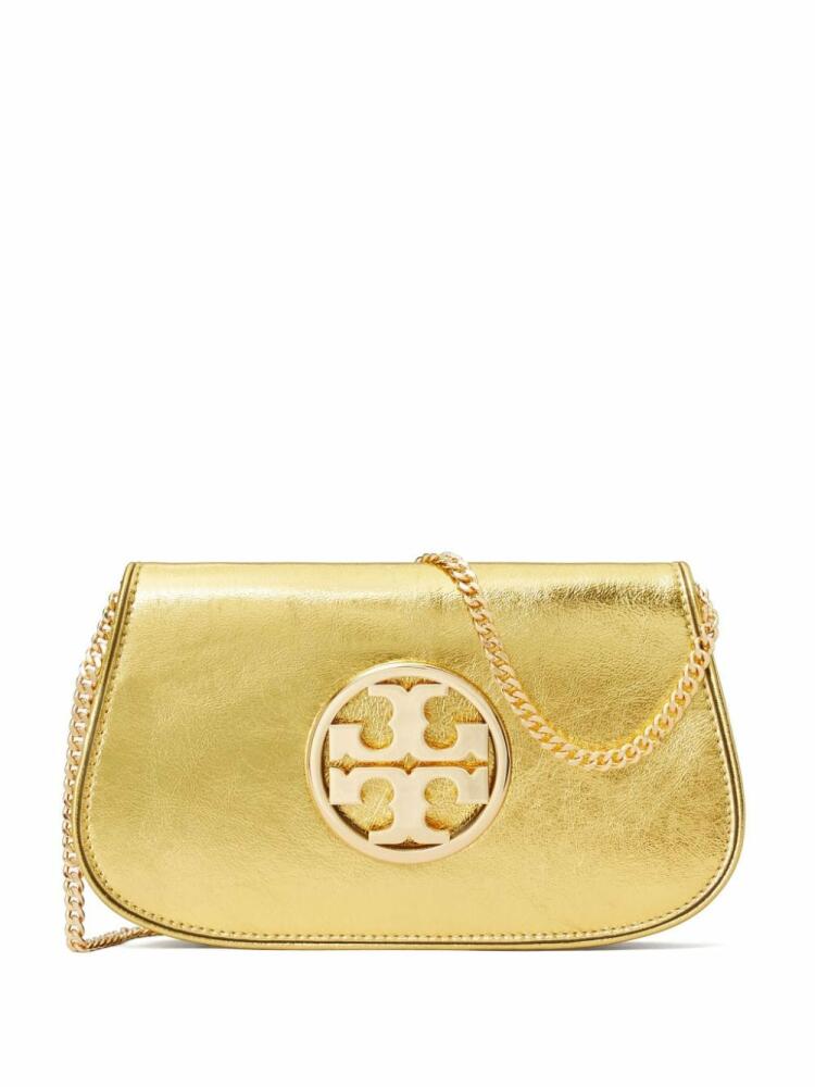 Tory Burch Reva metallic-effect clutch bag - Gold Cover