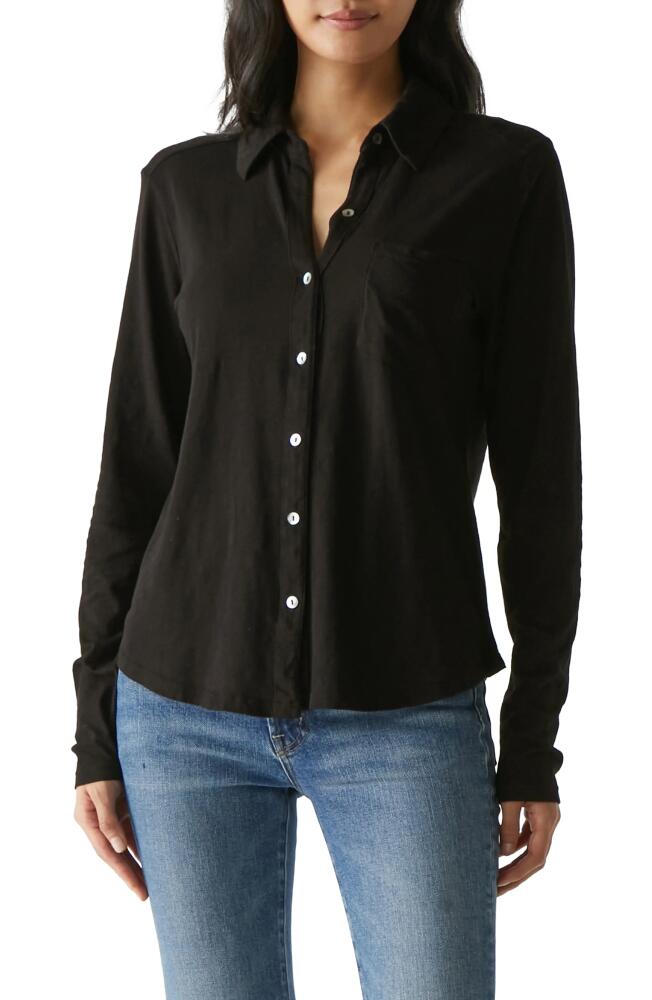 Michael Stars Ayla Slub Knit Button-Up Shirt in Black Cover