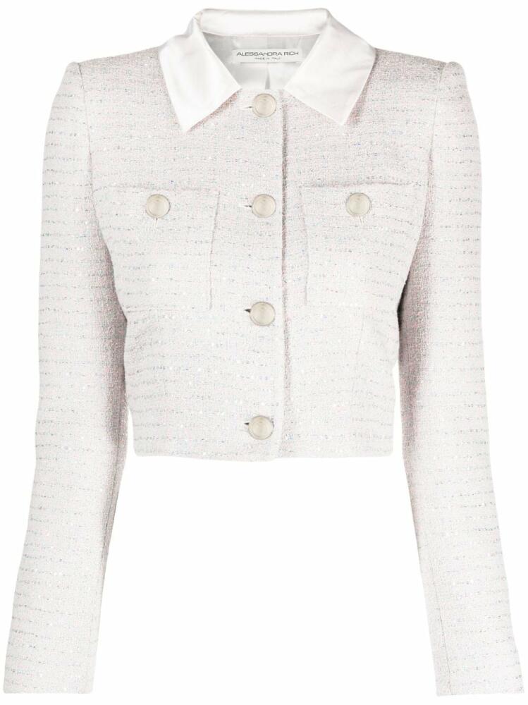 Alessandra Rich metallic cropped tweed jacket - Blue Cover