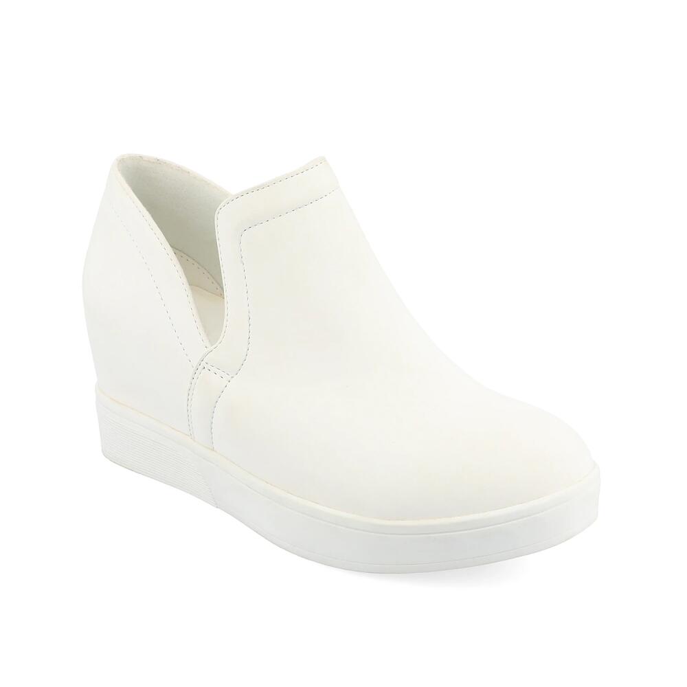 Journee Collection Wide Width Cardi Wedge Sneaker | Women's | White Cover