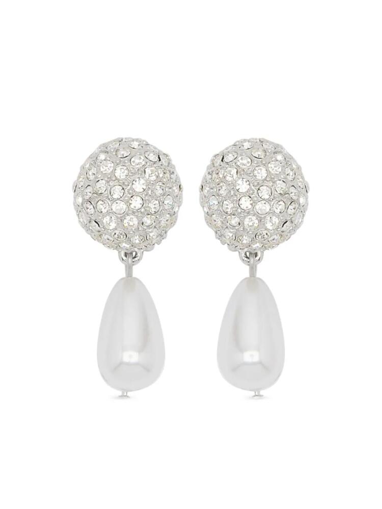 Oscar de la Renta Crystal & Pearl Drop clip-on earrings - Neutrals Cover