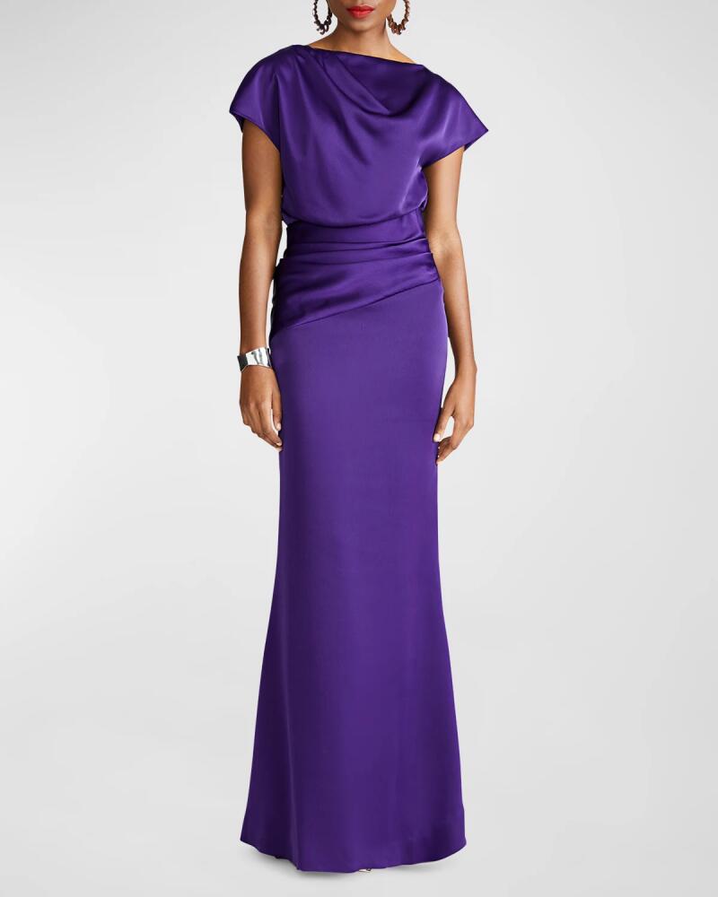 Halston Draped Satin Trumpet Gown Cover