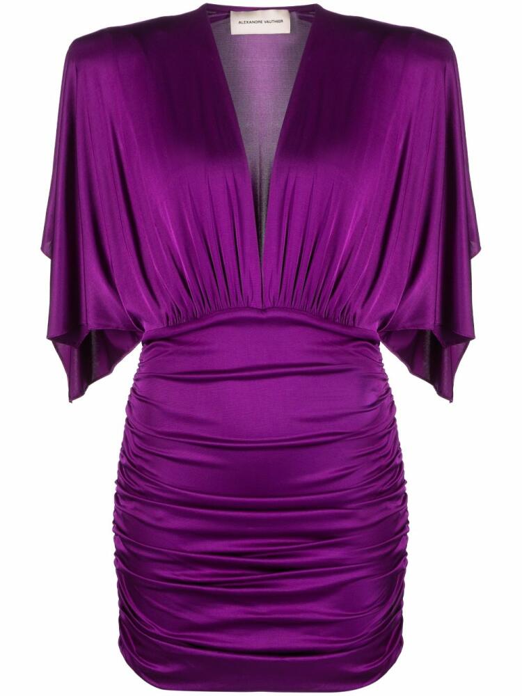 Alexandre Vauthier ruched V-neck minidress - Purple Cover