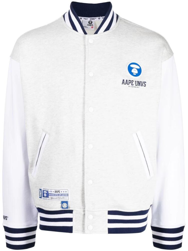 AAPE BY *A BATHING APE® logo-print bomber jacket - White Cover