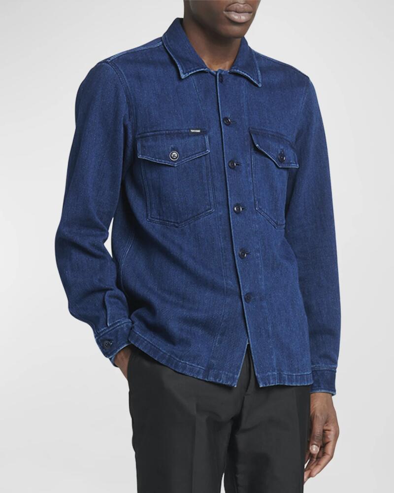 TOM FORD Men's Dark Wash Denim Overshirt Cover