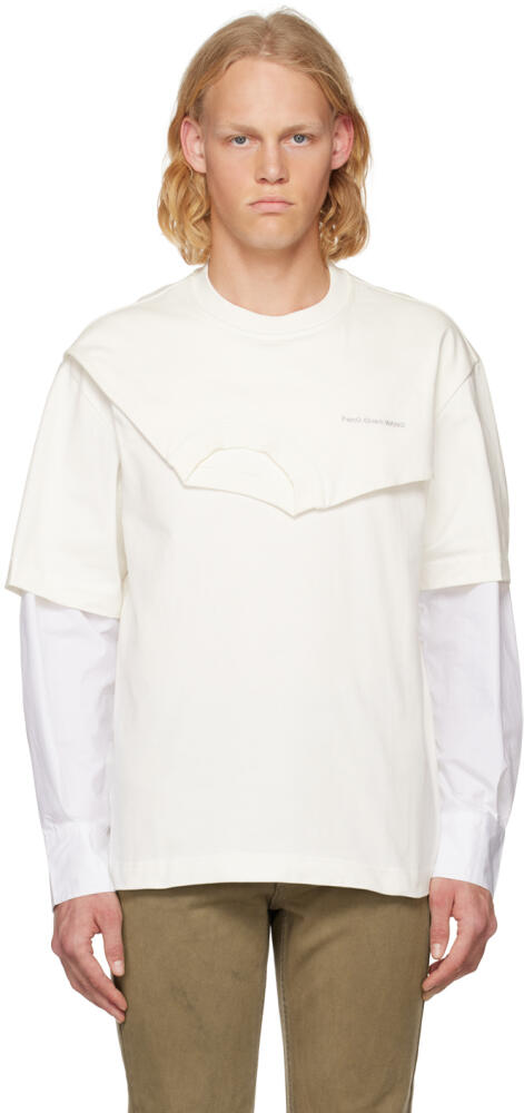 Feng Chen Wang White Double Collar Long Sleeve T-Shirt Cover