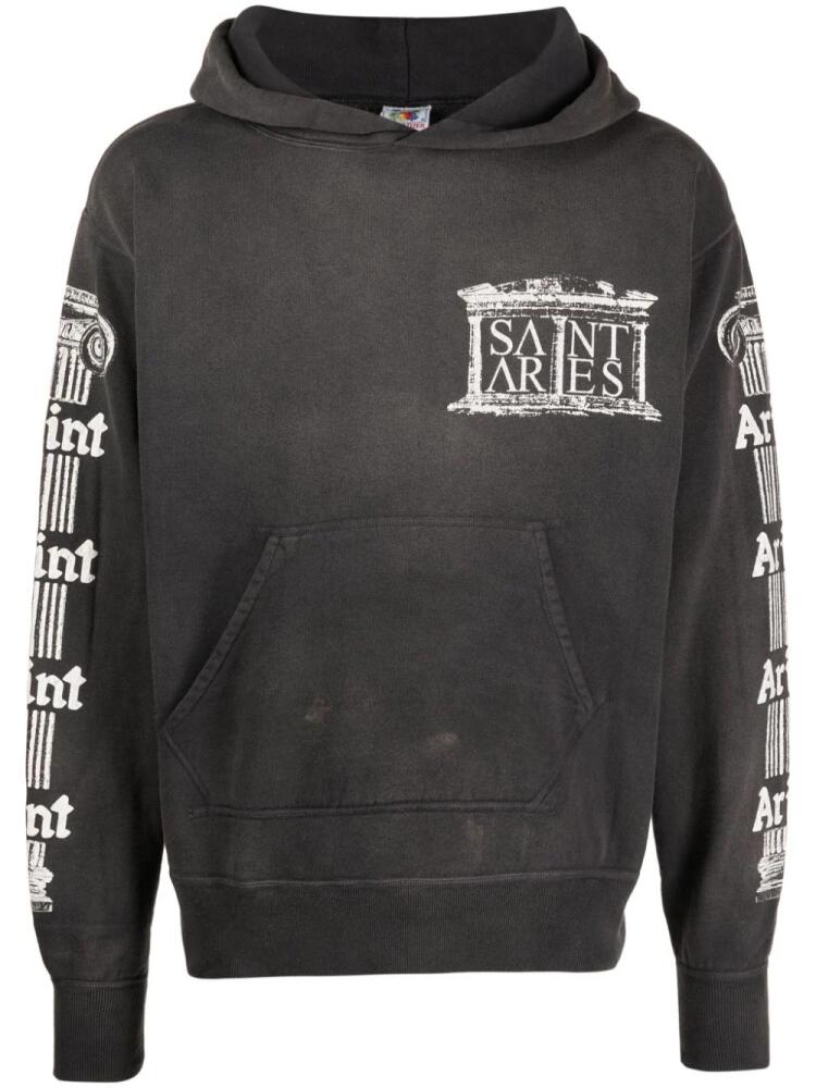 SAINT MXXXXXX logo-print cotton hoodie - Grey Cover