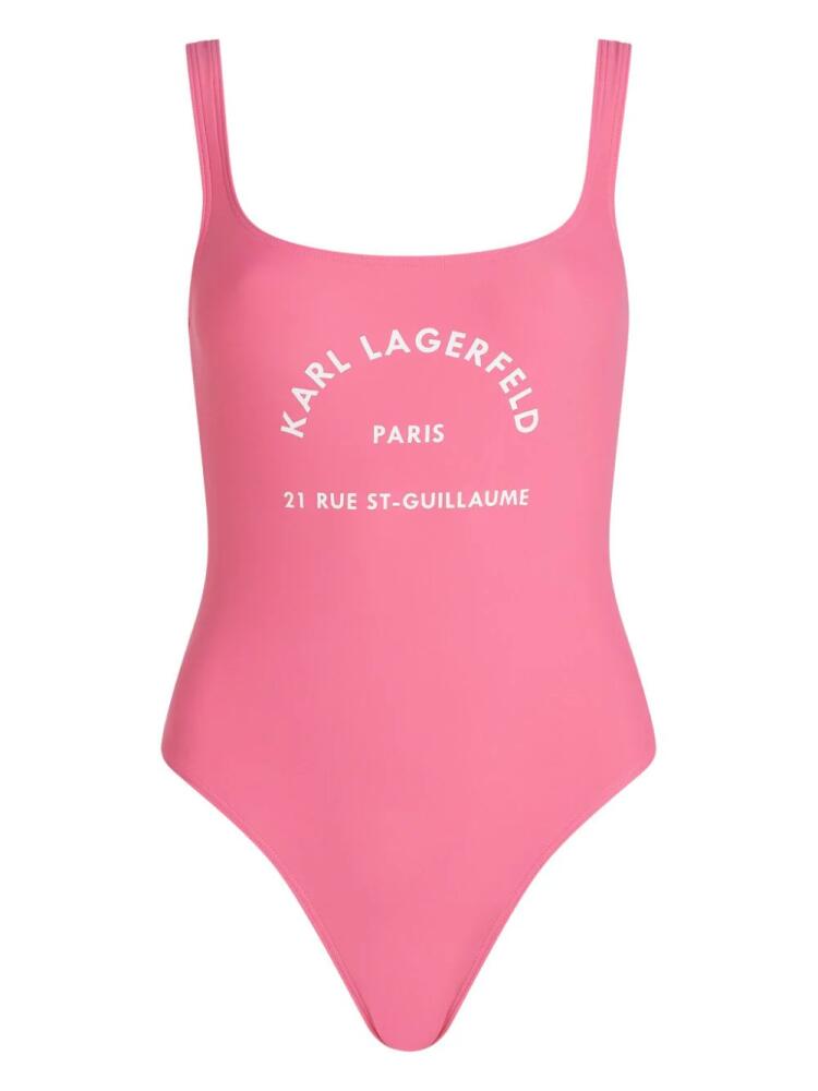 Karl Lagerfeld Rue St.Guillaume logo-print swimsuit - Pink Cover