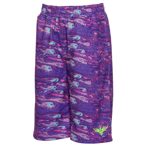 PUMA Melo All Out Print Mesh Shorts - Boys' Grade School Multi/Prizm Violet Cover