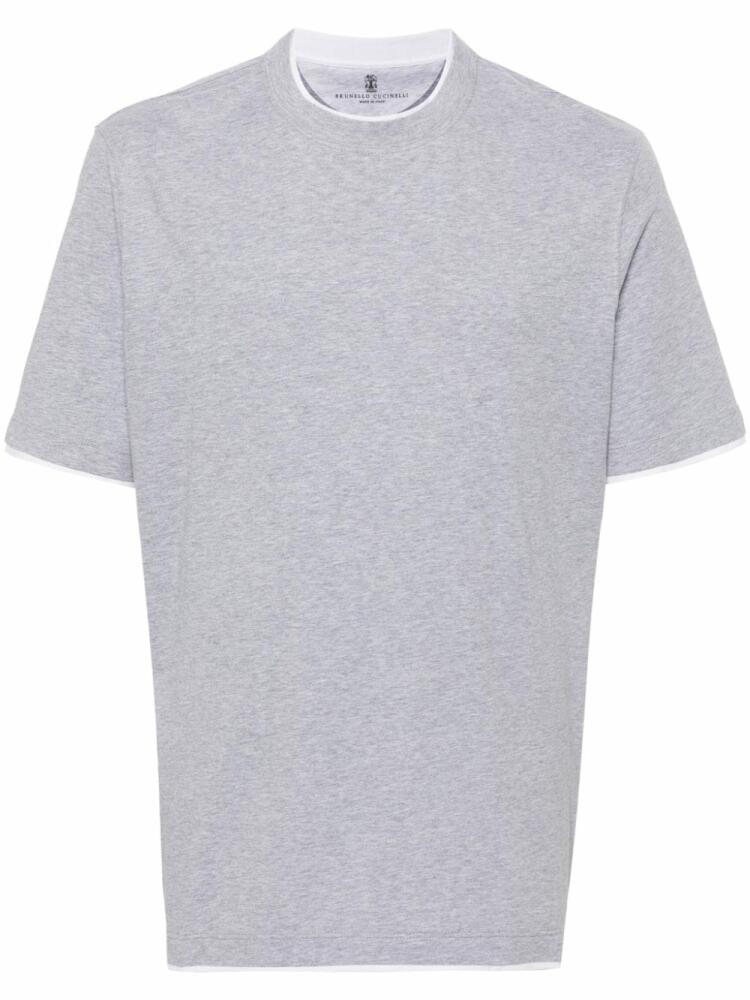 Brunello Cucinelli layered cotton T-shirt - Grey Cover