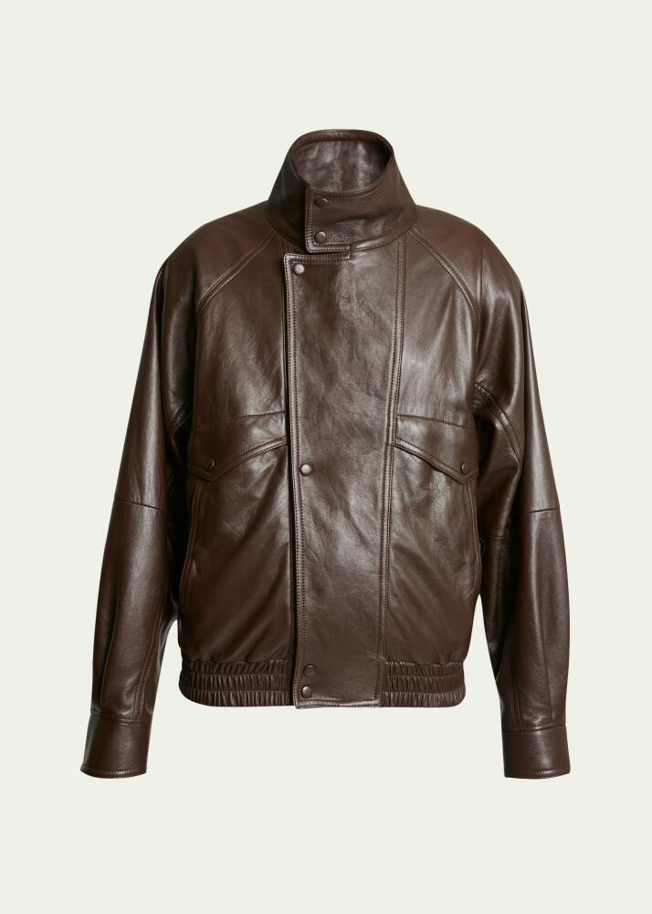 Saint Laurent Oversized High-Neck Leather Jacket Cover