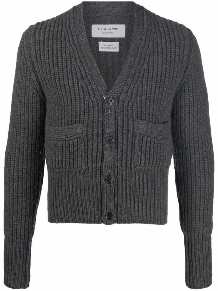 Thom Browne patch-pocket cashmere cardigan - Grey Cover