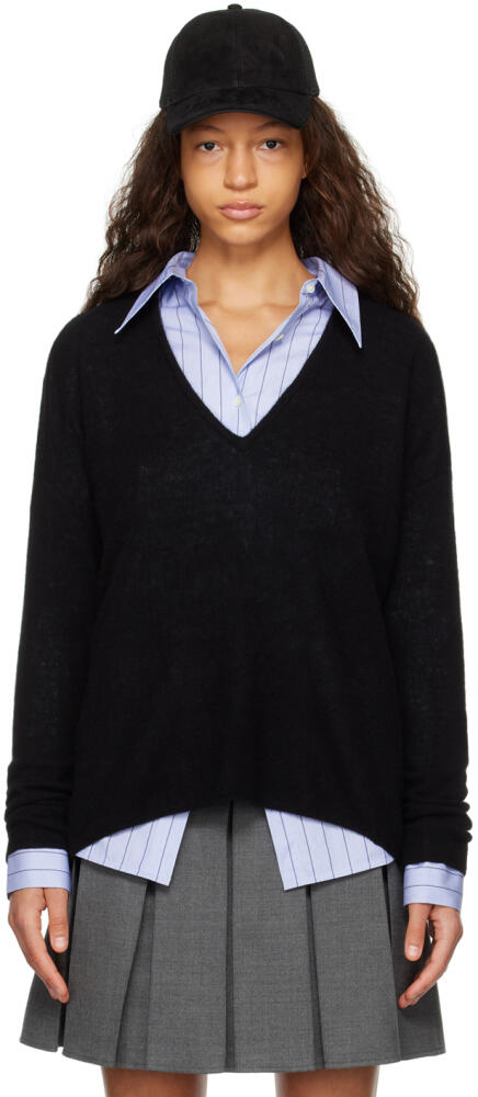 Fax Copy Express Black Plunging V-Neck Sweater Cover