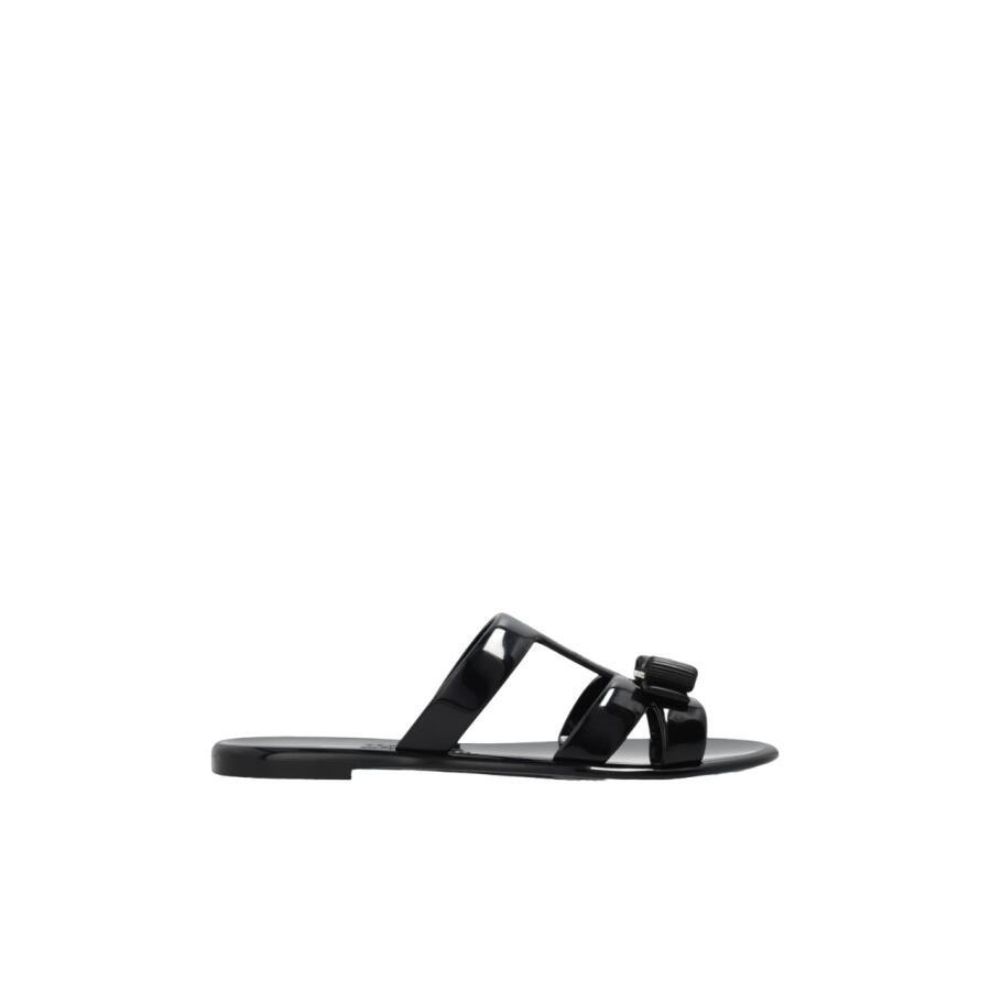 Salvatore Ferragamo Ladies Black Lylia Bow Jelly Flat Sandals Cover