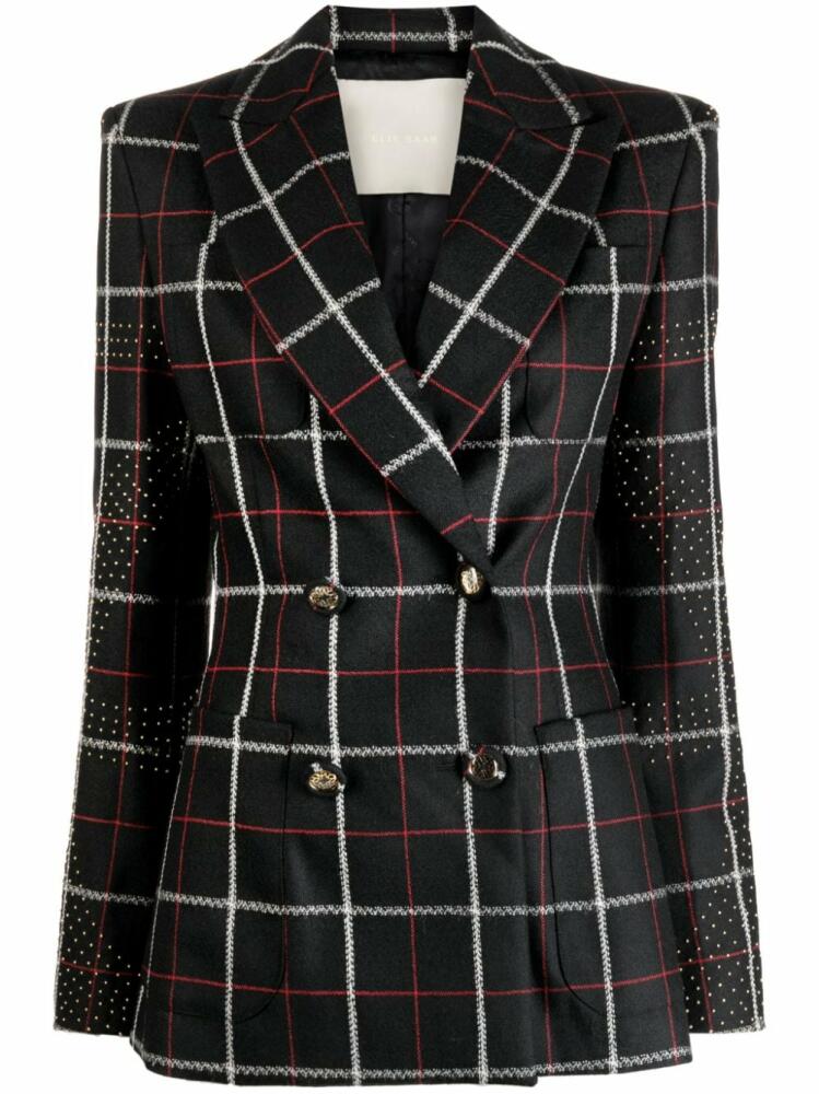 Elie Saab check-pattern peak-lapels blazer - Black Cover