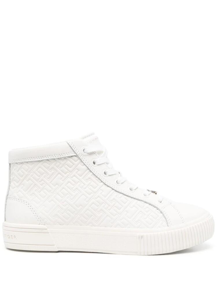 Tommy Hilfiger embossed-monogram high-top sneakers - Neutrals Cover