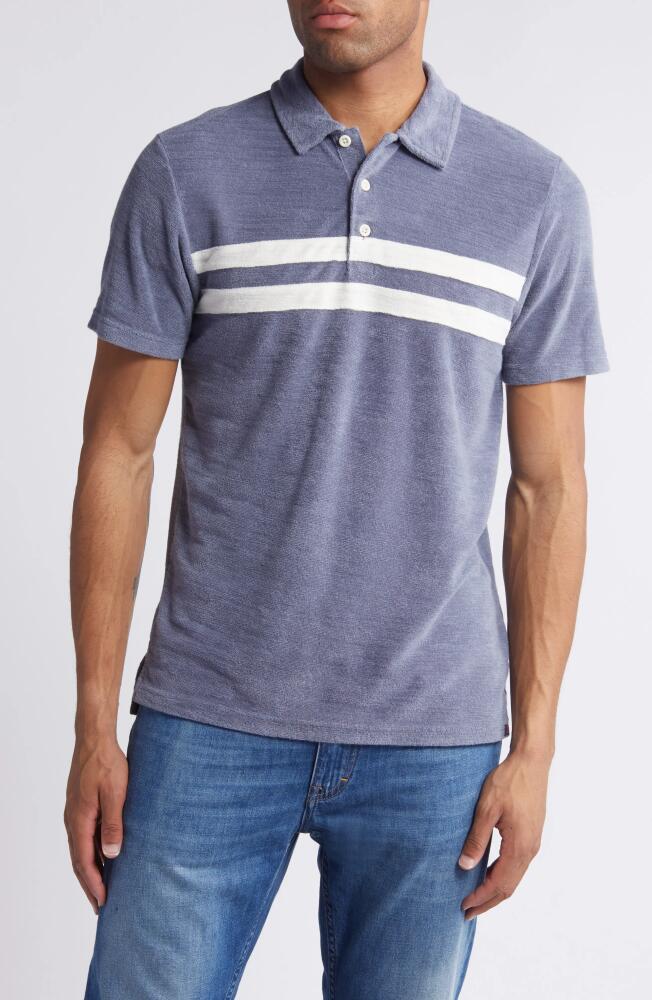 Faherty Cabana Surf Stripe Terry Cloth Polo in Stormy Sky Cover