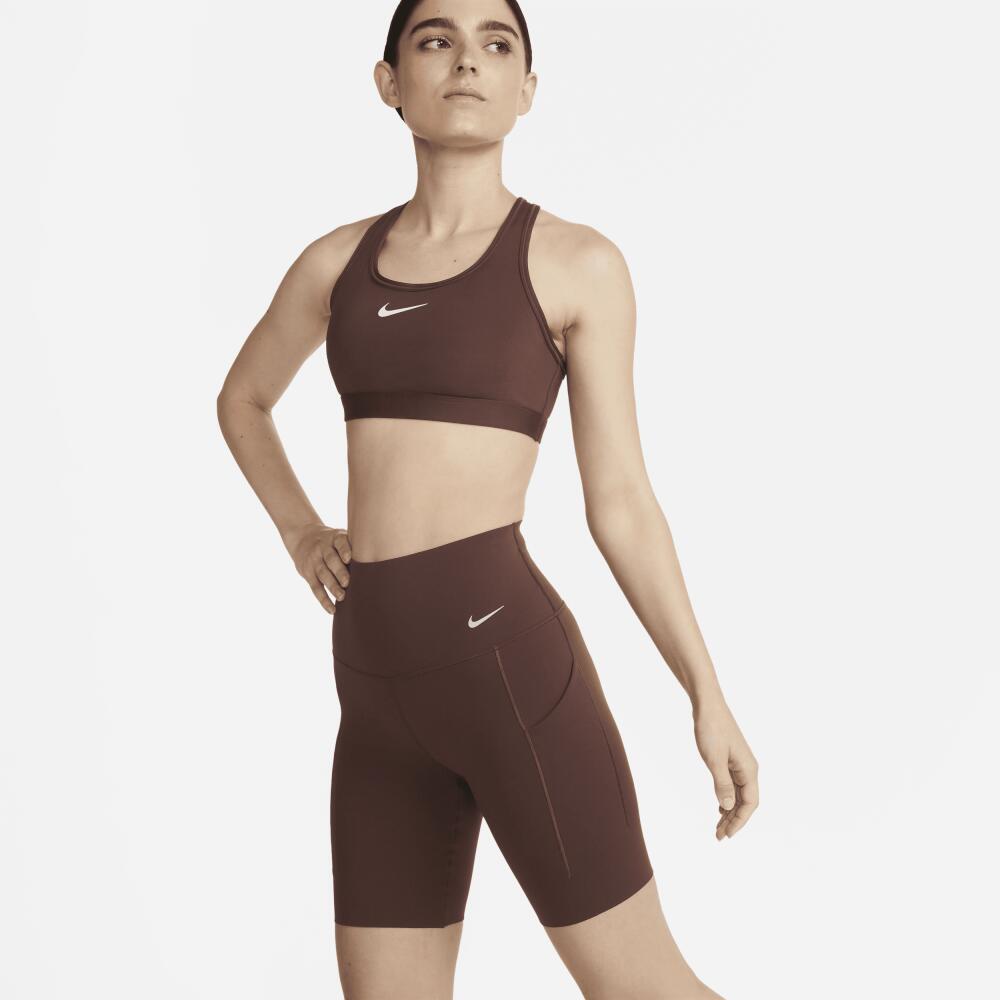 Nike Women's Universa Medium-Support High-Waisted 8" Biker Shorts with Pockets in Brown Cover